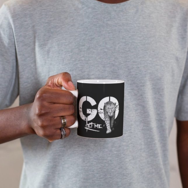Modern Snyggt LÅT MIG GO Leopard Black Mugg (Skapare uppladdad)