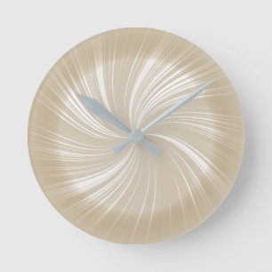Modern Snyggt Light Brown Radiant Twirl Mönster Rund Klocka