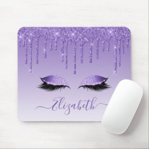 Modern Snyggt Lila Glitter Lash-skript för Trendig Musmatta