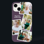 Modern snyggt lila i flera fotogrupper<br><div class="desc">Modern snyggt - elektronisk telefonfotomatdesign för flera fotofamiljer. Perfekt födelsedag,  jul,  mors dag eller Fars dag. Lila färg kan ändras.</div>