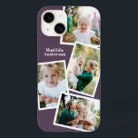 Modern snyggt lila i flera fotogrupper<br><div class="desc">Modern snyggt - elektronisk telefonfotomatdesign för flera fotofamiljer. Perfekt födelsedag,  jul,  mors dag eller Fars dag. Lila färg kan ändras.</div>