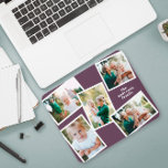 Modern snyggt lila i flera fotogrupper musmatta<br><div class="desc">Modern snyggt med flera fotofamiljers hemdekoder. Den lila eleganten färg kan ändras.</div>