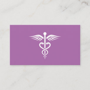 Modern snyggt lila Medicinsk doktor caduceus Visitkort