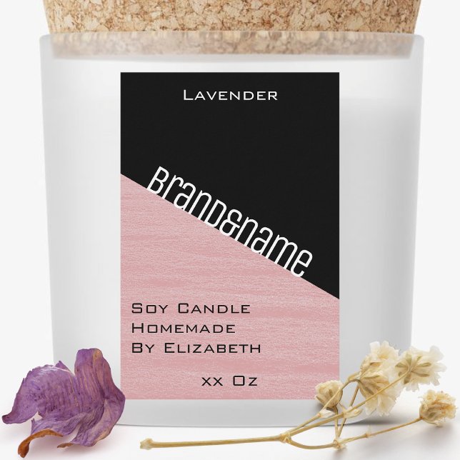 Modern Snyggt Lilac Black Two Färg Candles & Mat Etikett (Skapare uppladdad)