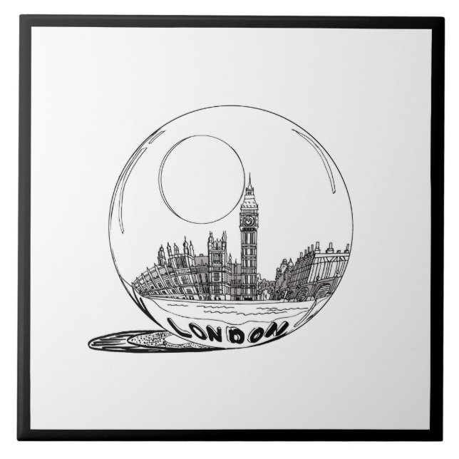 Modern Snyggt London Sity Black White Kakelplatta (Framsidan)