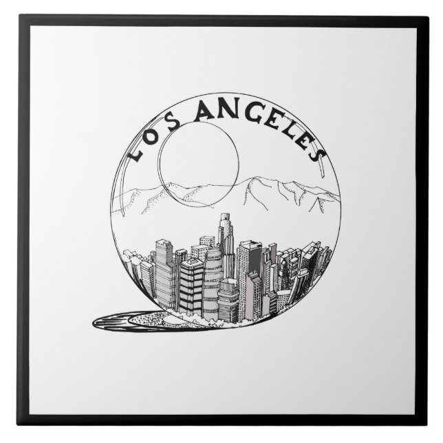 Modern Snyggt Los Angeles Sity Black White Kakelplatta (Framsidan)