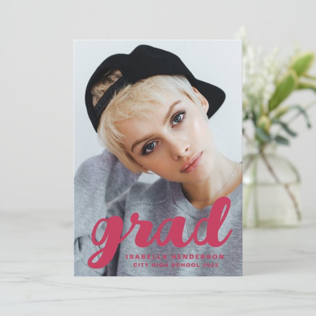 Modern Snyggt Magenta Photo Studenten Meddelande (Stående Fram)