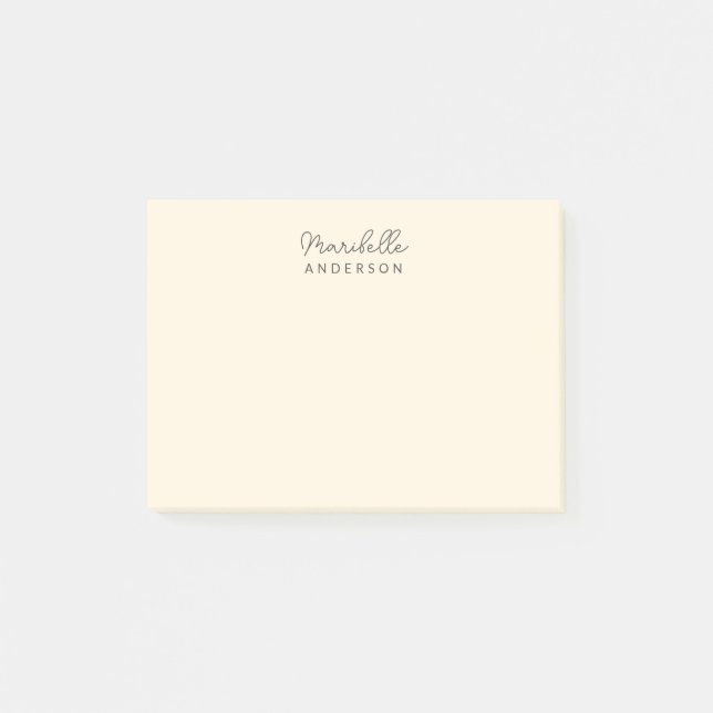 Modern Snyggt - minimalistisk Monogram Namn Post-it Block (Framsida)