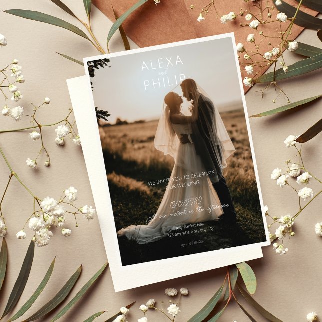 Modern Snyggt - minimalistiskt foto Bröllop Inbjudningar (2)