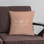 Modern Snyggt Monogram Anpassningsbar Family Namn  Kudde<br><div class="desc">Knuffa upp i stil! Vår moderna elegant monogramkudde, anpassningsbarnas familjefartyg på snyggt. Mysigt komfort, personlig för ditt bo. 🏡 #HomeDecor #MonogramMagic Modern Modern-monogramnamnet gav nyligen dekorativ kudde med din familj namn och även det första året som vi etablerat omgiven av vismiska illustrationer från gren. En minimalistisk, enkel och snyggt, den...</div>