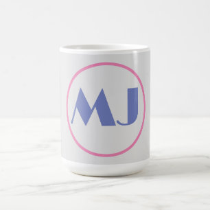 Modern Snyggt Monogram Blue Initial Brev Grått Kaffemugg