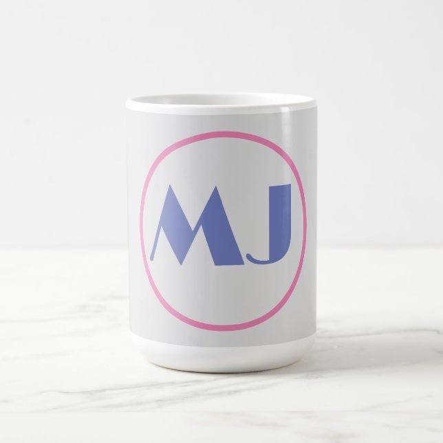 Modern Snyggt Monogram Blue Initial Brev Grått Kaffemugg (Center)