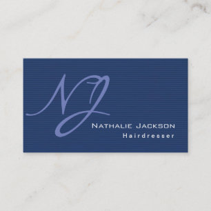 Modern Snyggt Monogram Blue Struktur Hairdresser Visitkort