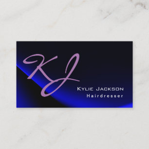Modern Snyggt Monogram Blue Trendig Hairdresser Visitkort