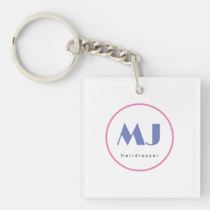 Modern Snyggt Monogram Blue White Hairdresser