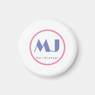 Modern Snyggt Monogram Blue White Hairdresser Magnet