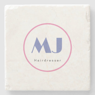 Modern Snyggt Monogram Blue White Hairdresser Stenunderlägg