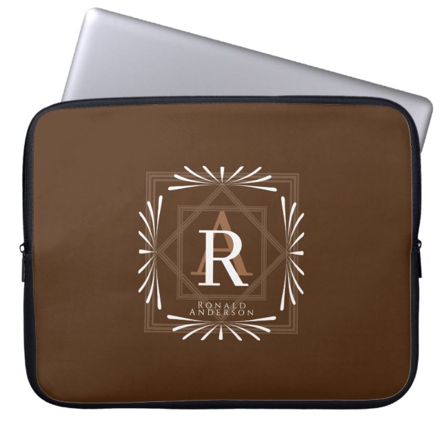Modern Snyggt Monogram Brown Laptop Fodral (Framsidan)