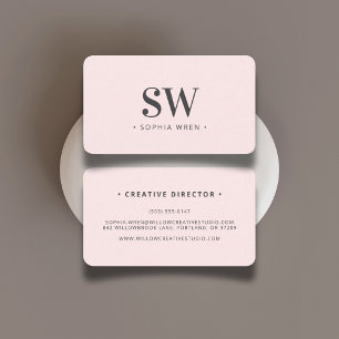 Modern Snyggt, monogram, första minimala Rosa Visitkort