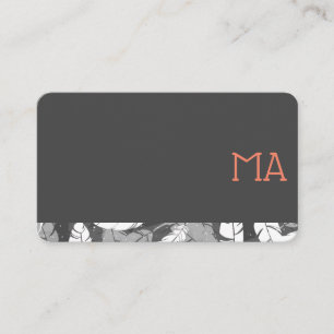 Modern Snyggt Monogram/Grått Feather Trim Visitkort