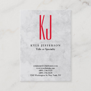 Modern Snyggt Monogram Grått Red-Trendig Visitkort