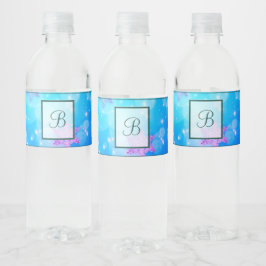 Modern Snyggt Monogram Mönster | Snö Party #2 Vattenflaskor Etikett