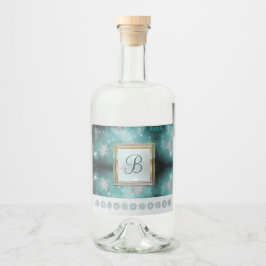Modern Snyggt Monogram Mönster | Snö Party #3 Spritflaskor Etikett