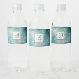 Modern Snyggt Monogram Mönster | Snö Party #3 Vattenflaskor Etikett