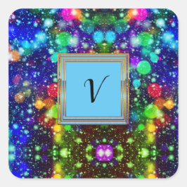 Modern Snyggt Monogram Mönster Winter Party Fyrkantigt Klistermärke