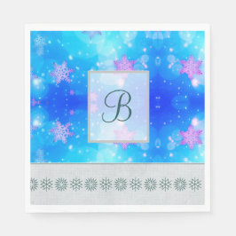 Modern Snyggt Monogram Mönster Winter Snöflingor Pappersservett