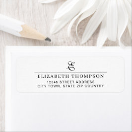 Modern Snyggt Monogram Namn Adress Returadress Etikett