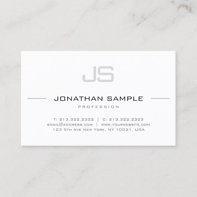 Modern Snyggt Monogram Professionell Sleek Plain Visitkort (Framsida)
