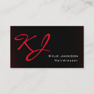 Modern Snyggt Monogram Red Brown Hairdresser Visitkort