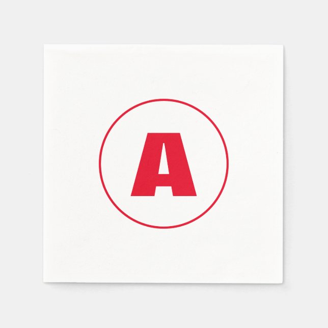 Modern Snyggt Monogram Red Initial Brev White Pappersservett (Framsidan)