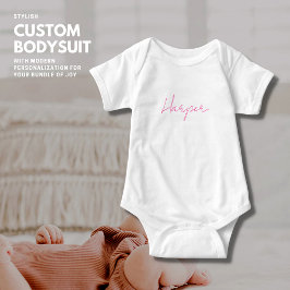 Modern Snyggt Monogram Rosa Handskriftlig skrift T Shirt