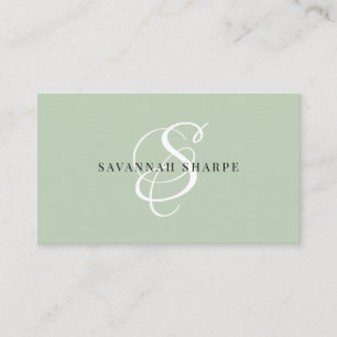 Modern Snyggt Monogram Script Professionell Sage Visitkort