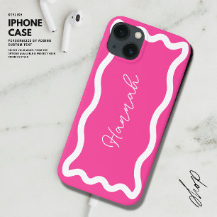 Modern Snyggt Monogram Script-Shock rosa Vågigt li