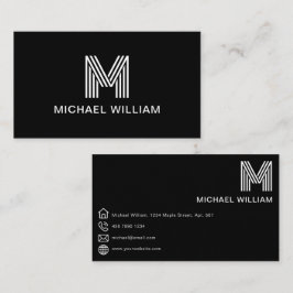 Modern Snyggt Monogram Simple Sleek Black Visitkort