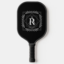 Modern Snyggt-Monogram svart Pickleball Paddle