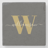 Modern Snyggt Monogrammed Namn Black Guld 