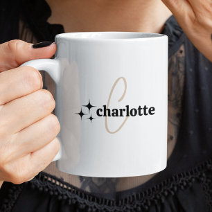 Modern Snyggt Monogrammed Trendig Initial & Namn Kaffemugg