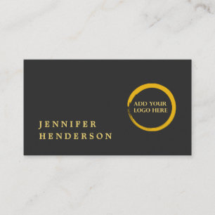 Modern snyggt mörk grått guld logotyp professionel visitkort