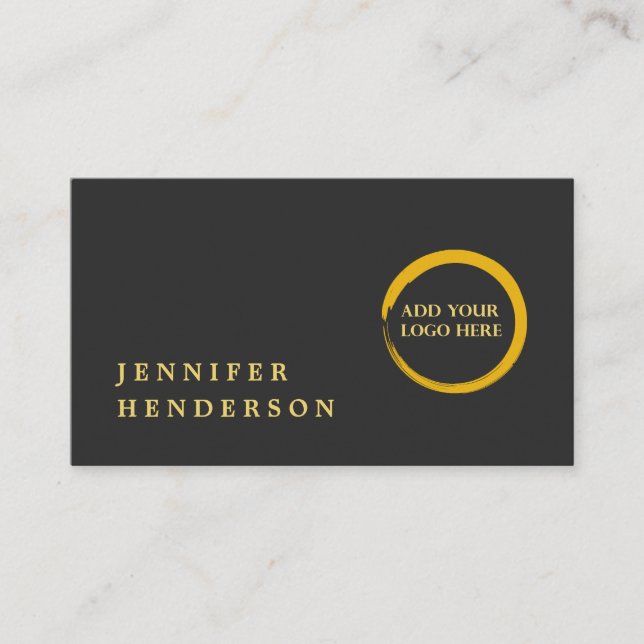 Modern snyggt mörk grått guld logotyp professionel visitkort (Framsida)