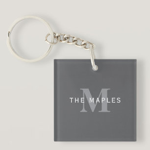 Modern Snyggt Mörk Grått Monogram och Namn