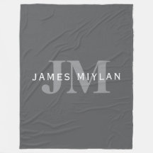 Modern Snyggt Mörk Grått Monogram och Namn