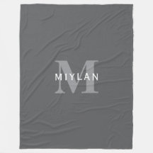 Modern Snyggt Mörk Grått Monogram och Namn
