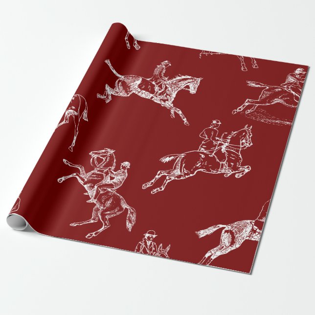 Modern Snyggt Mörk Red  Toile Presentpapper (Utrullad)