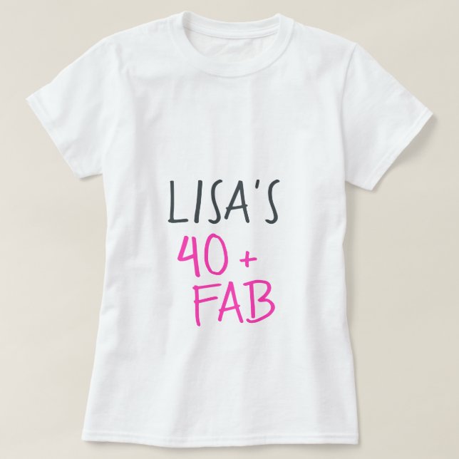 Modern Snyggt Neon Rosa 40 Fabulous Birthday T Shirt (Design framsida)