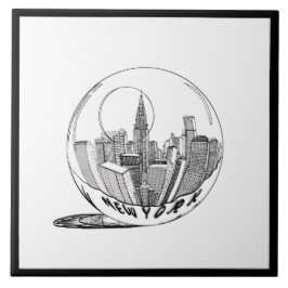 Modern Snyggt New York Sity i Boll Black White Kakelplatta