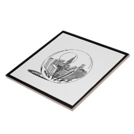 Modern Snyggt New York Sity i Boll Black White Kakelplatta